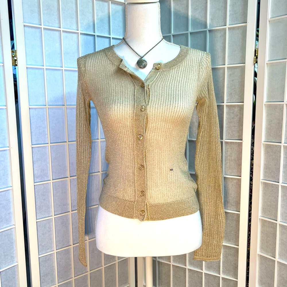 Express Cardigan Size EXTRA SMALL Gold Shimmer